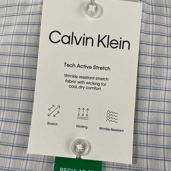 NEW Calvin Klein Men's XL Tech Active Stretch Dress Shirt 17-17.5 Neck Blue - Picture 3 of 5